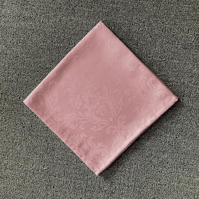 SASTYBALE 4 Pieces Napkin Set, Damask Wrinkle Resistant Soft Polyester Napkins, Fabric Cloth Dinner Napkins for Daily, Wedding, Birthday, Anniversary, Holiday, Parties, Set of 4 (Pink, 20X20 Napkin)