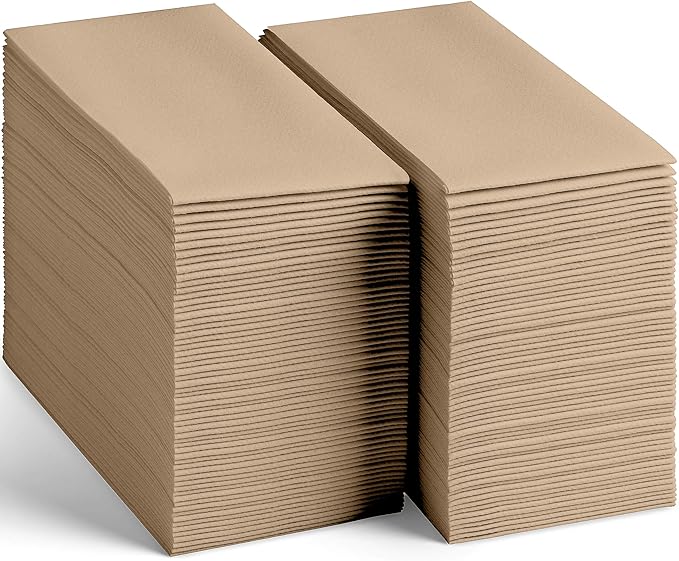 200-Pack Disposable Linen-Feel Wood Napkins, 12" x 17" Cloth-Like Paper Dinner Napkins For Wedding, Bathroom, Party Or Event