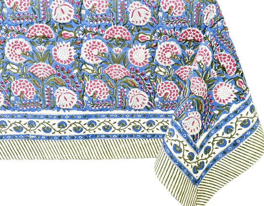 ATOSII Clover Pink 100% Cotton Fall Tablecloth, Handblock Print Rectangle Table Cover for Kitchen Dining Linen I Parties, Weddings, Outdoors, Easter Table Cloth Decor 60 X 108 Inches I 8 Seater