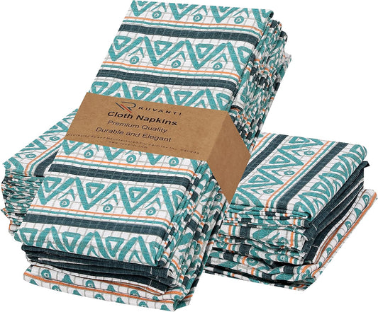 RUVANTI Cloth Napkins Set of 12 Cotton 100%, 18x18 Inches Napkins Cloth Washable, Soft, Absorbent. Cotton Napkins for Parties, Christmas, Thanksgiving, Weddings, Dinner Napkins Cloth - Kite