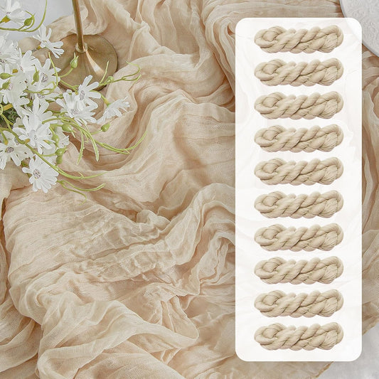 FEXIA 10 Pack Beige Gauz Table Runner 35x120 Inches Ivory Cheesecloth Rustic Boho Table Runner for Bridal Shower Wedding Party First Communion Centerpiece Engagement Rustic Boho Decoration