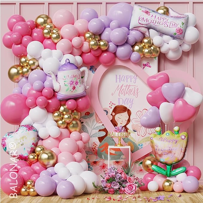 Mother's Day Balloon Garland Arch kit with Lager Size Mother's Day Foil Balloons for Best Mom Ever Mothers Day Party Birthday Decoration Supplies(Pink)