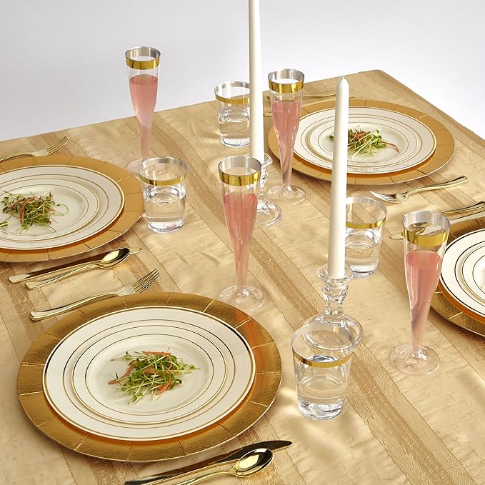 SILVER SPOONS DISPOSABLE ROUND CHARGER PLATES - 40pc (Gold)