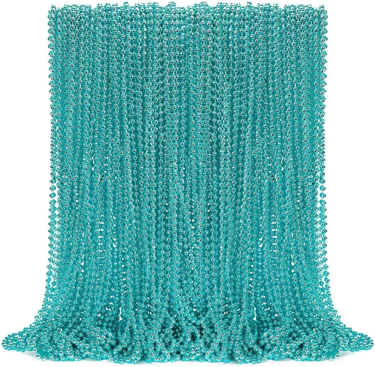 72PCS Mardi Gras Beads, Metallic Blue Bead Necklace Party Favors, 33" Mardi Gras Necklace Stuff, Festival Parade Throw Accessories for Wedding Birthday Gender Reveal Party Supplies Decor