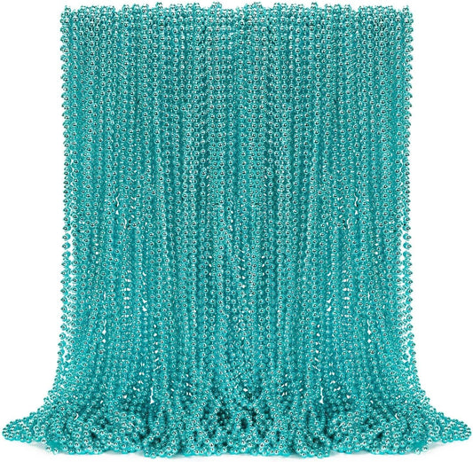 72PCS Mardi Gras Beads, Metallic Blue Bead Necklace Party Favors, 33" Mardi Gras Necklace Stuff, Festival Parade Throw Accessories for Wedding Birthday Gender Reveal Party Supplies Decor