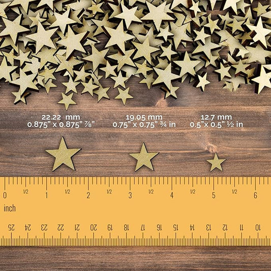 Confetti - Engraved Wood - Rustic Wooden Wedding Decor Party Table Scatter Decorations (Stars)