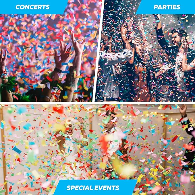 Electric Confetti Cannon Cartridges, 4pcs. - 16" Gold & Silver Confetti Poppers for Weddings, Parties, Events | Requires 2-shot/4-shot Machine to Activate