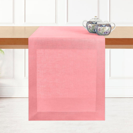 D'Moksha Homes Linen Table Runner 54 Inches - 100% Pure Linen Dusty Pink Table Runner 14 x 54 Inch for Dresser, Coffee Tables, Fall, Autumn and Halloween - Machine Washable