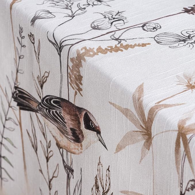 Maison d' Hermine Table Cloth Rectangle Table 100% Cotton 60 x 120 Inches Tablecloth Reusable Decorative for Dining Room Farmhouse Home Valentines Day Decorations Spring Summer- Meadow Florals - Brown