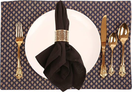 Brass Base Beautifully Handcrafted Mesh Work Large Size Party Decorative Dining Table Napkin Holders in Gold Tone. Set of 6.