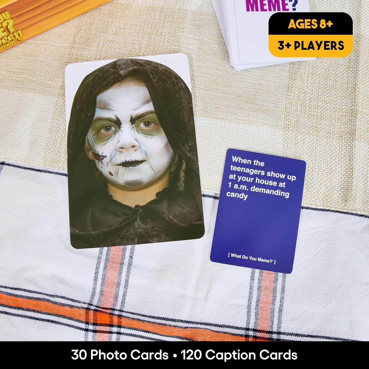 WHAT DO YOU MEME? Halloween Family Edition by Relatable, A Halloween Activity Travel Pack, Party Game, Includes 30 Photo Cards and 120 Caption Cards, for Kids 8-12