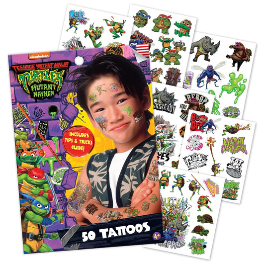 Teenage Mutant Ninja Turtles Temporary Tattoos for Kids (50 pack). Made in the USA w Certified Safe Ink. Kids Birthday Party Supplies & Party Favors. Temporary Tattoos Stickers Set for Girls and Boys