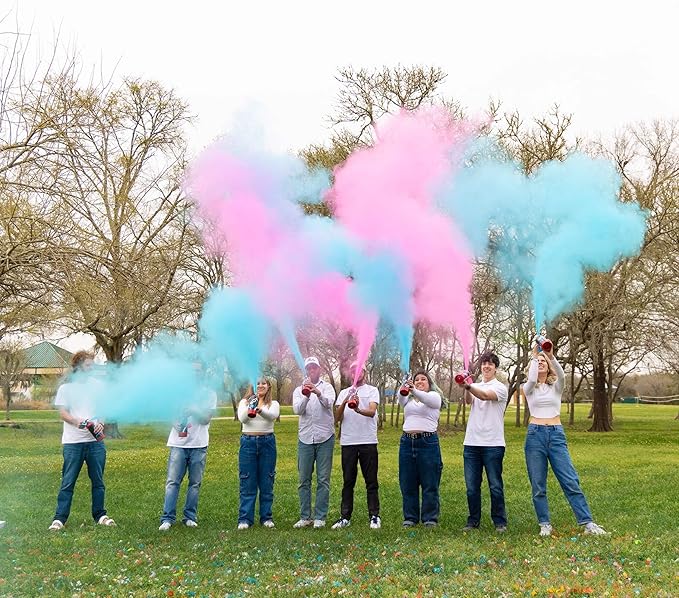 24” X-large Gender Reveal Powder Smoke Bombs Cannon Poppers | 2 Blue Poppers | Biodegradable | Gender Reveal Smoke Bombs Extinguisher Alternative | Gender Reveal Party Decorations | TUR Party Supplies