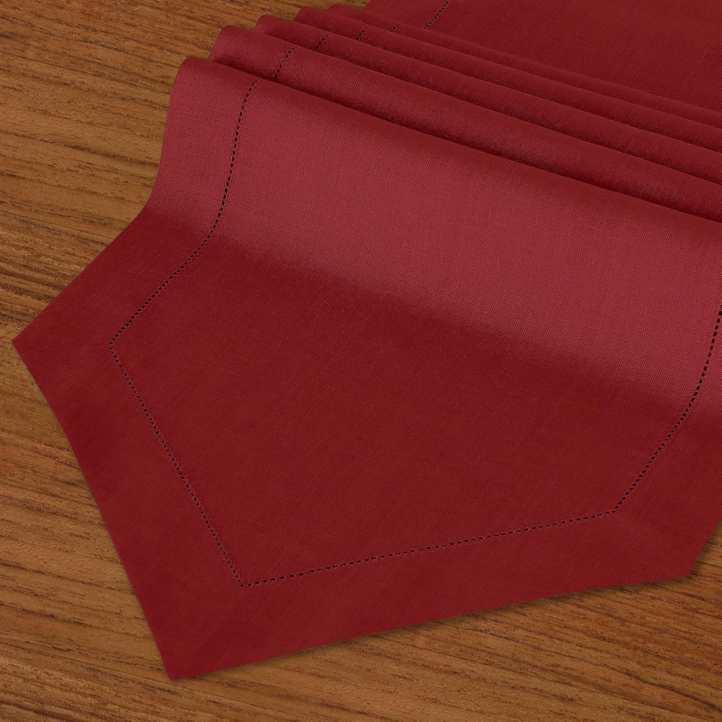 D'Moksha Homes Red Linen Table Runner 90 Inches Long - 100% Pure Linen Diamond Table Runner 14 x 90 Inch for Dining, Fall and Halloween - Machine Washable