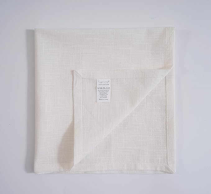 FINGERCRAFT Cloth Napkins Set of 6 Cotton Blend 20x20 Inch Large Size Dinner Napkins Cloth Perfect for Parties Dinners Weddings Cocktail Christmas Easter Stonewashed Off White