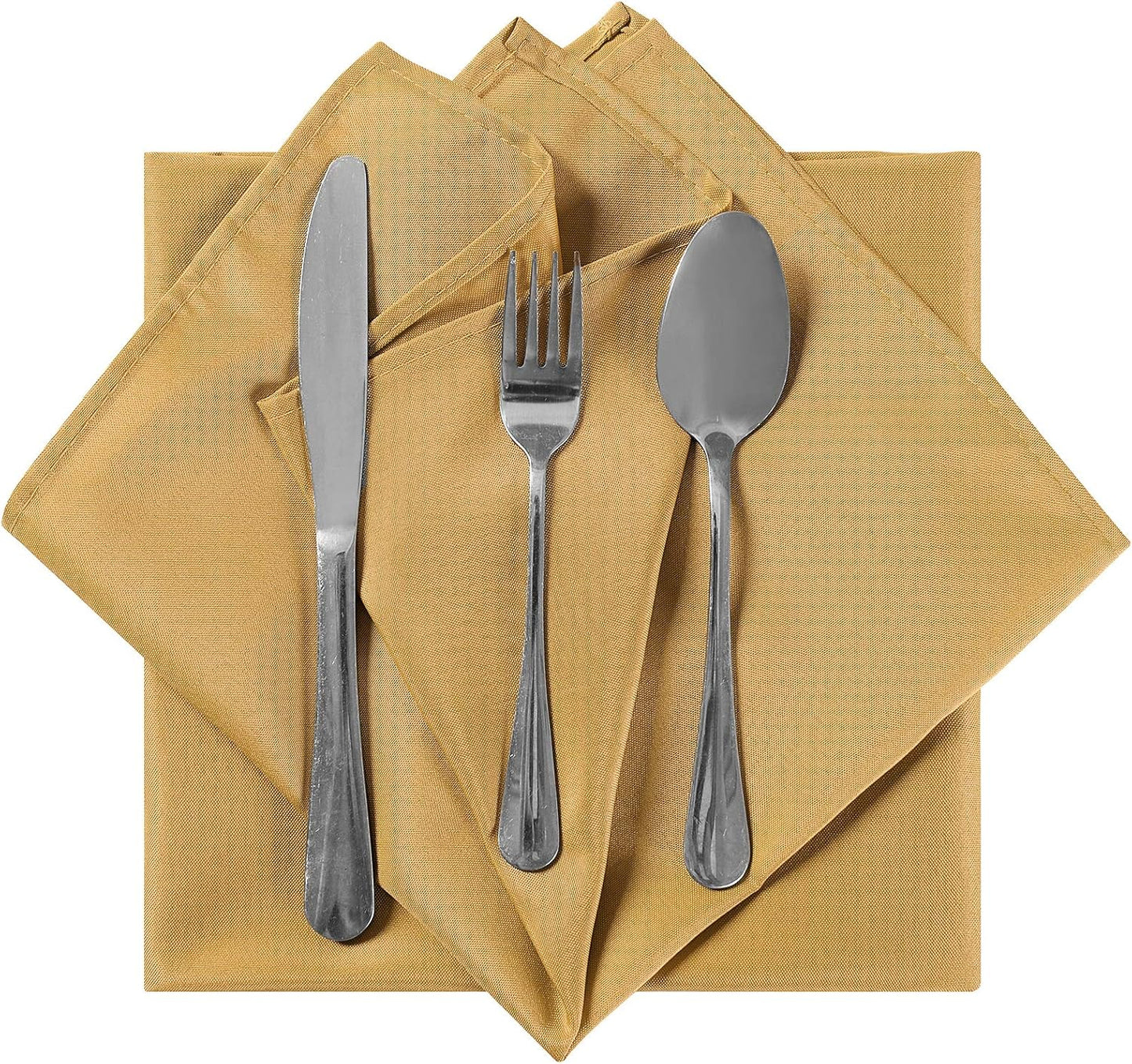 Cloth Napkins 17x17 inch Washable Polyester Dinner Napkins Soft Table Napkins for Wedding Party Dining Banquet(Gold,25PCS)