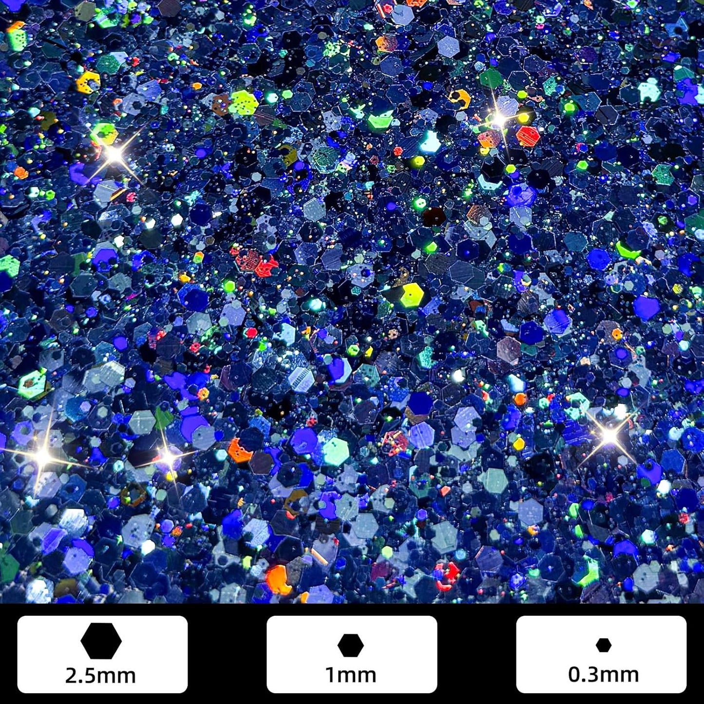 GlimmerLife Glitter 150G/5.29OZ Blue Glitter, Holographic Chunky Glitter, Craft Glitter for Resin, Metallic Iridescent Sequin Flakes Bulk, Nail Glitter for Makeup Face, Body Eye, Epoxy Tumblers
