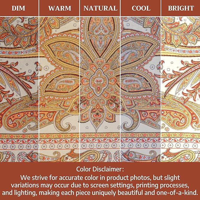 Maison d' Hermine Table Cloth Rectangle Table 100% Cotton 60 x 90 Inches Tablecloth Reusable Decorative Everyday Use for Dining Room, Farmhouse, Home, Party, Festive & Wedding - Kashmir Paisley