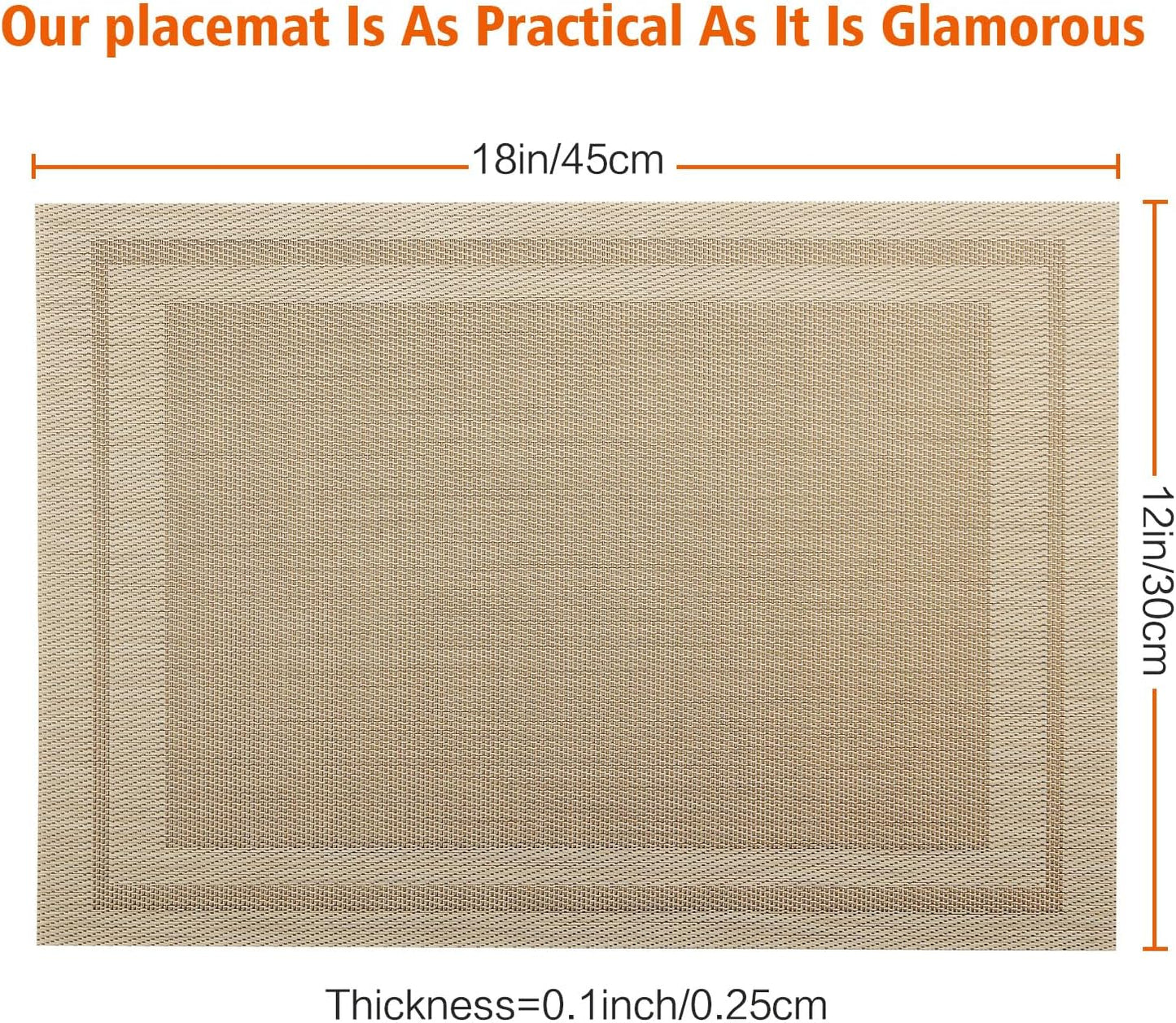 Placemats Set of 4,Washable,Heat and Stain Resistant Indoor/Outdoor Place mats,Vinyl Woven Non Slip Table Mats for Restaurant Table Protection,PVC Placemats(Beige,4PCS)
