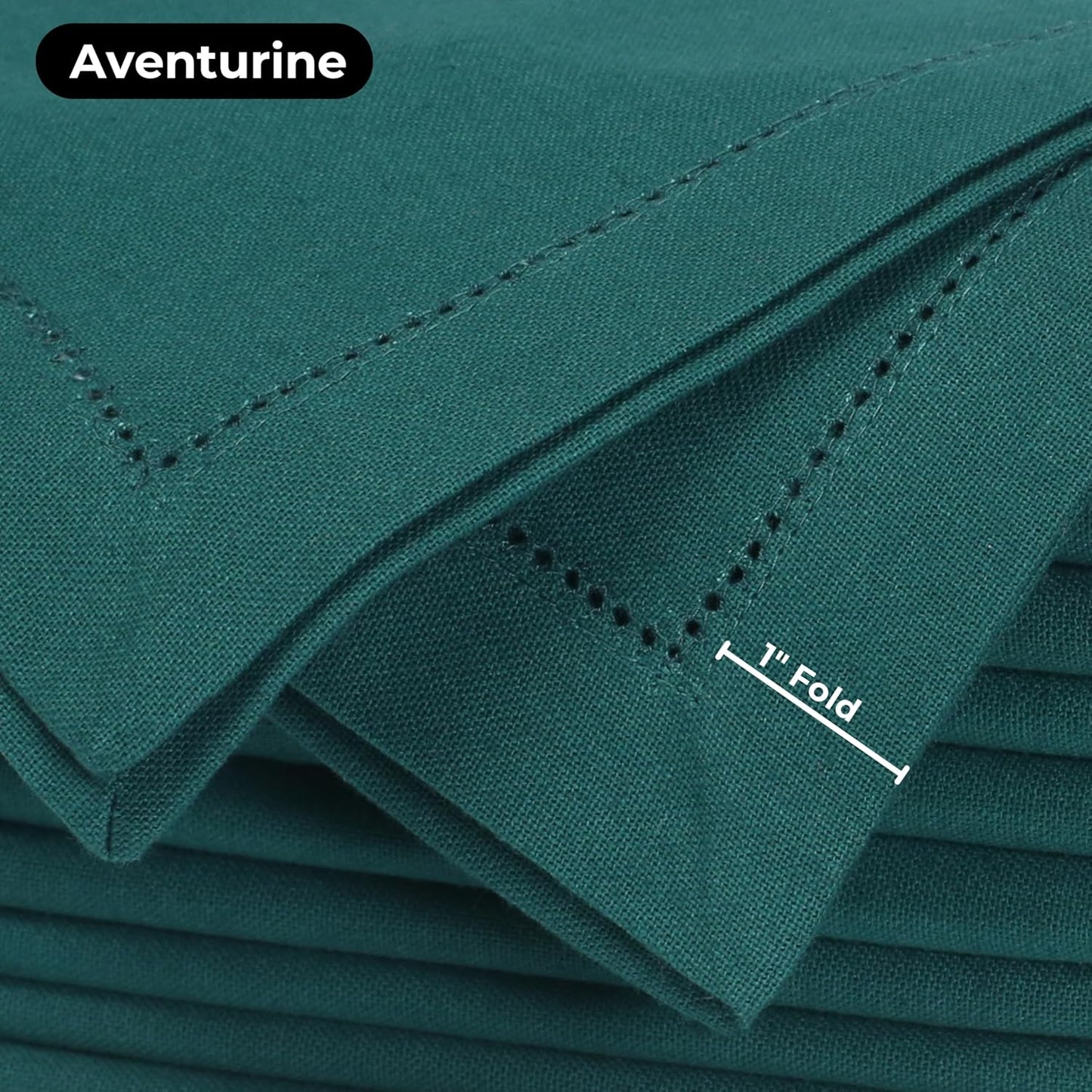 Homidate Hemstitched Cotton Dinner Napkins Set of 12 – 18x18 Aventurine Color – Machine Washable Fabric Napkins for Weddings, Special Events & Formal Dining