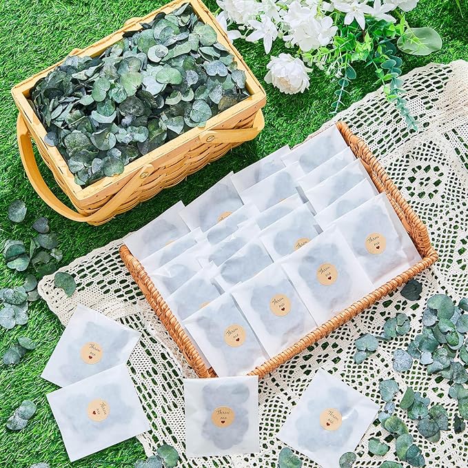 Suncalla Biodegradable Confetti 10.58 Oz eucalyptus leaves Dried Flower Petals with Throw Me Stickers Confetti Biodegradable Flower Petals for Valentines Decor(Eucalyptus Leaves,Multi Color,55 Pcs)