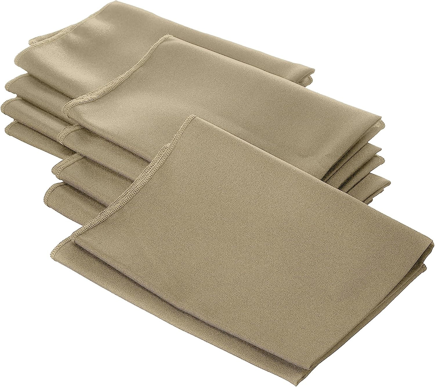 LA Linen 10-Pack Poly Poplin Napkin, Soft Cloth Napkins, Washable Reusable Napkins, Stain and Wrinkle Resistance Table Napkins for Dinner, Wedding, Parties, 18 by 18-Inch, Taupe