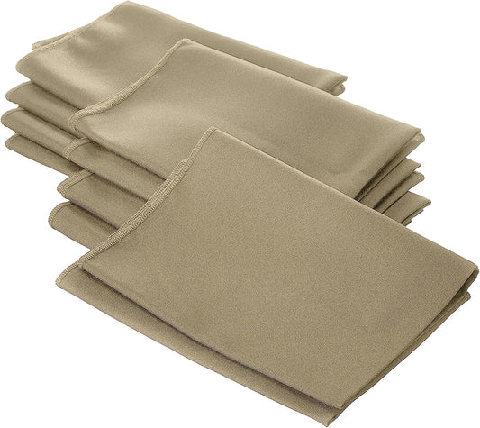 LA Linen 10-Pack Poly Poplin Napkin, Soft Cloth Napkins, Washable Reusable Napkins, Stain and Wrinkle Resistance Table Napkins for Dinner, Wedding, Parties, 18 by 18-Inch, Taupe