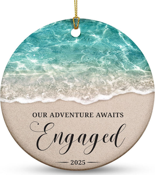 Engagement Ornament 2025 - Unique Engagement Gifts for Couples, First Christmas Engaged Keepsake, 2025 Engagement Christmas Ornament, for The Bride to Be