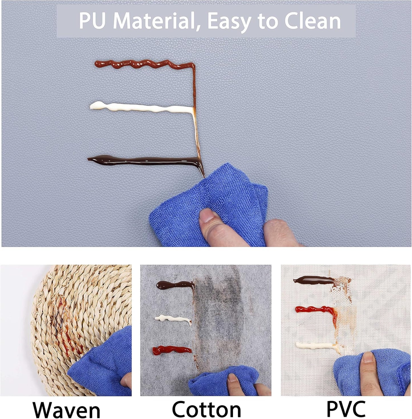 Wipeable Placemats Leather Table Mats Waterproof Heat-Resistant Easy to Clean for Dining Table Set Kitchen Table (2, Pale Blue)