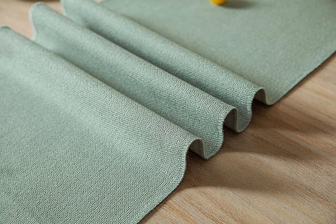 ZeeMart Sage Table Runners 90 Inches Long, Burlap Linen Style Rustic Farmhouse Table Runner, Long Boho Dining Table Runner, 13x90 Inches, Seafoam