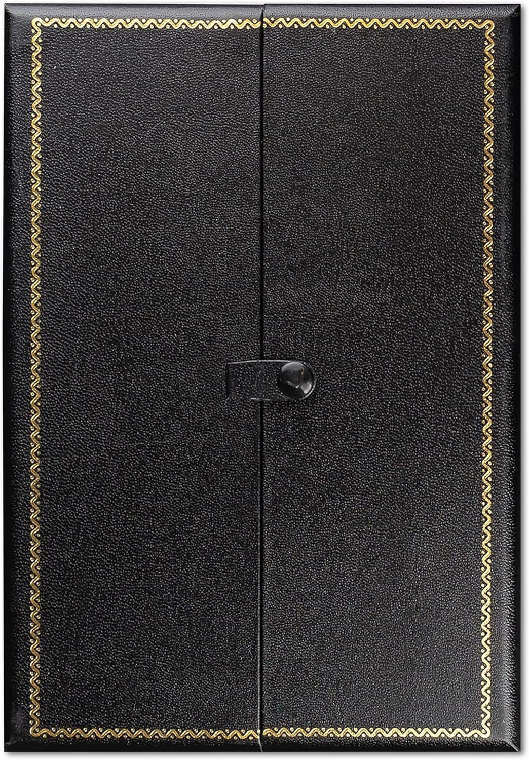 Novel Box 2 Door Black Jewelry Box for Necklace 8.25x5.75x1 Inches - Double Door Necklaces Gift Boxes with Gold Trim - Faux Leatherette Necklace Storage Case - Gift Presentation Cases for Necklaces