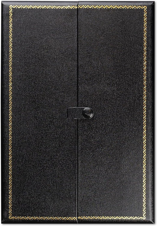 Novel Box 2 Door Black Jewelry Box for Necklace 8.25x5.75x1 Inches - Double Door Necklaces Gift Boxes with Gold Trim - Faux Leatherette Necklace Storage Case - Gift Presentation Cases for Necklaces