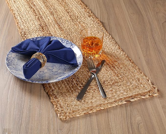 Goroly Home Reversible Jute Woven Table Runner - Farmhouse Burlap, Eco-Friendly Rustic Vintage Dining Decor, Natural Jute Table Décor for Christmas Holiday New Year Table - 13x36 Inch, Natural