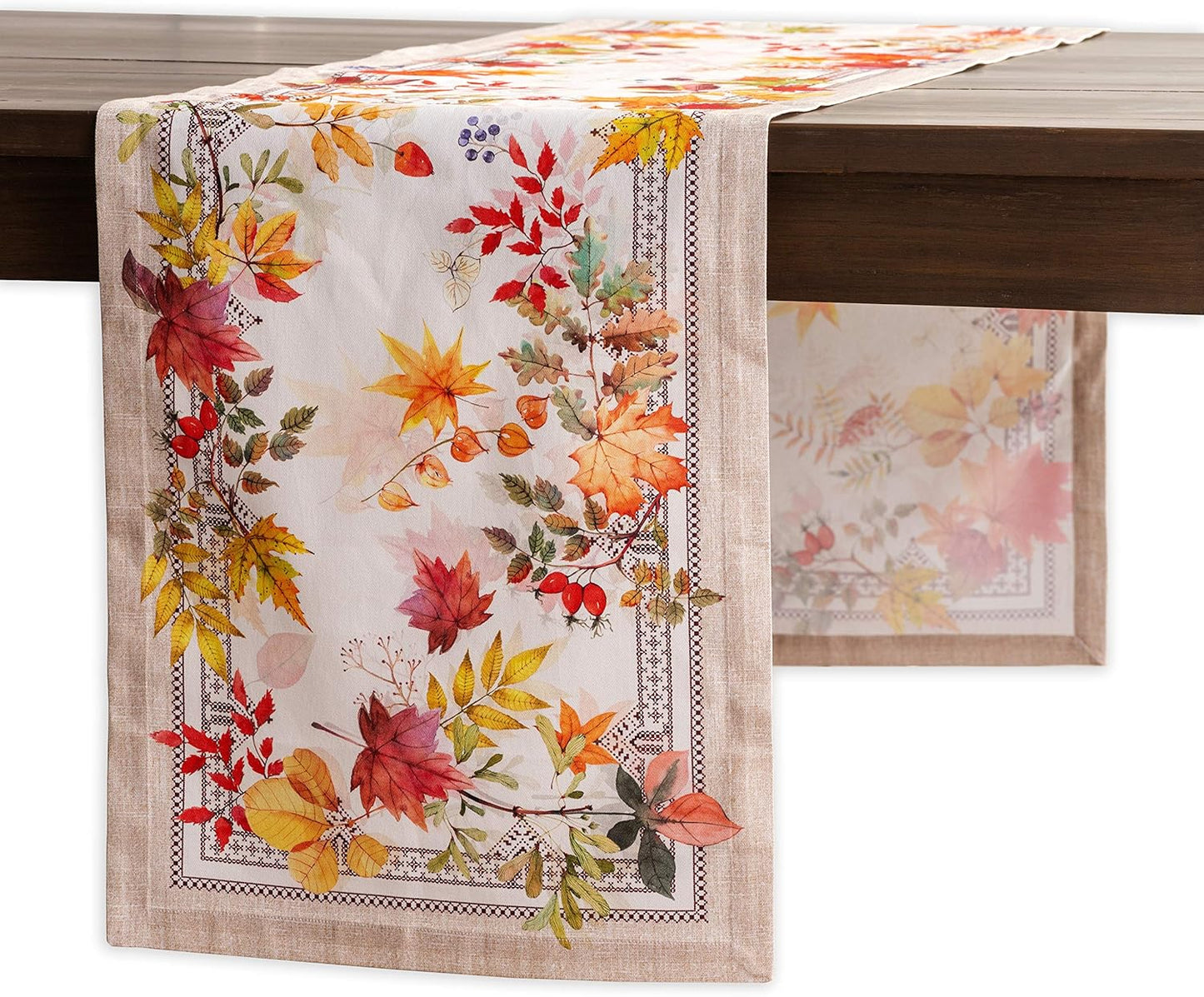 Maison d' Hermine Table Runner 100% Cotton Single Layer Table Runners 36 inches Long for Thanksgiving Christmas Decorations Home Kitchen Dining Party Wedding (Amarante, 14.5" x 36")