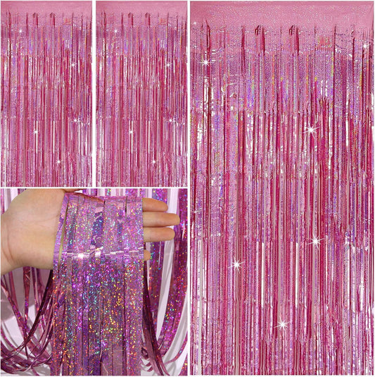 Party Backdrop Curtains Metallic Tinsel Foil Fringe Curtains Party Photo Backdrop Party Streamers for Party Birthday Graduation New Year Eve Bachelorette Decorations Wedding Decor