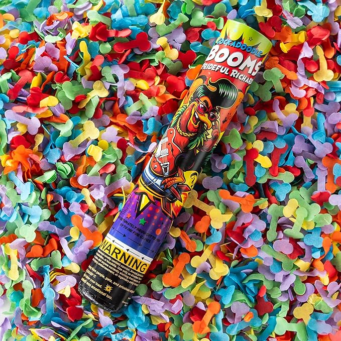 Cockadoodle Booms - bachelorette confetti cannon - 50% gender reveal confetti cannon- novelty gag gift popper - bachelorette party popper - funny party popper prank - bridal shower confetti popper
