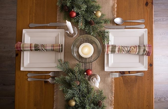 DII Jute Burlap Collection Kitchen Tabletop, Table Runner, 14x108, Middle Stripe Gray
