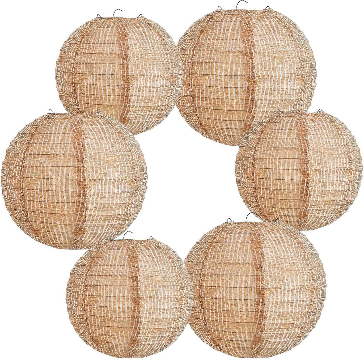 Hortsun 6 Pcs Print Burlap Paper Lanterns Round Chinese Paper Lanterns Decorative Farmhouse Classroom Decor Home Sweet Classroom Birthday Party Ceremonial Event (8 Inch,10 Inch)