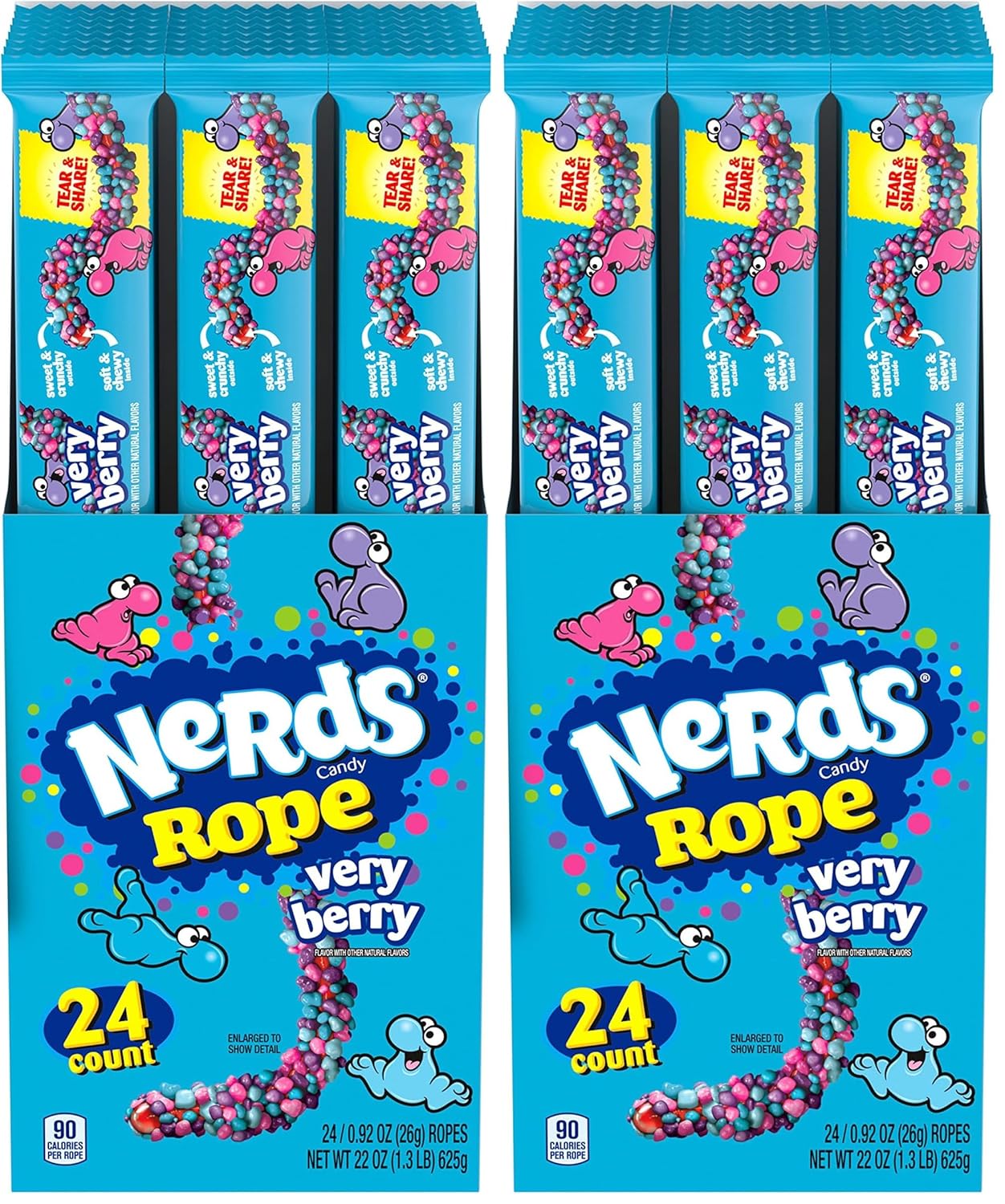 Nerds Rope Candy, Very Berry, 0.92 Ounce Ropes (Pack of 48)