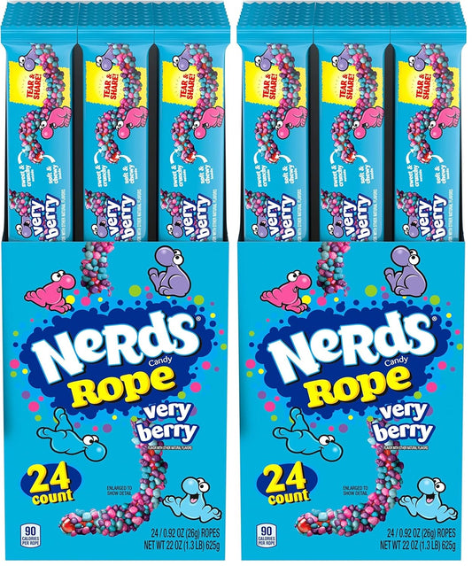Nerds Rope Candy, Very Berry, 0.92 Ounce Ropes (Pack of 48)