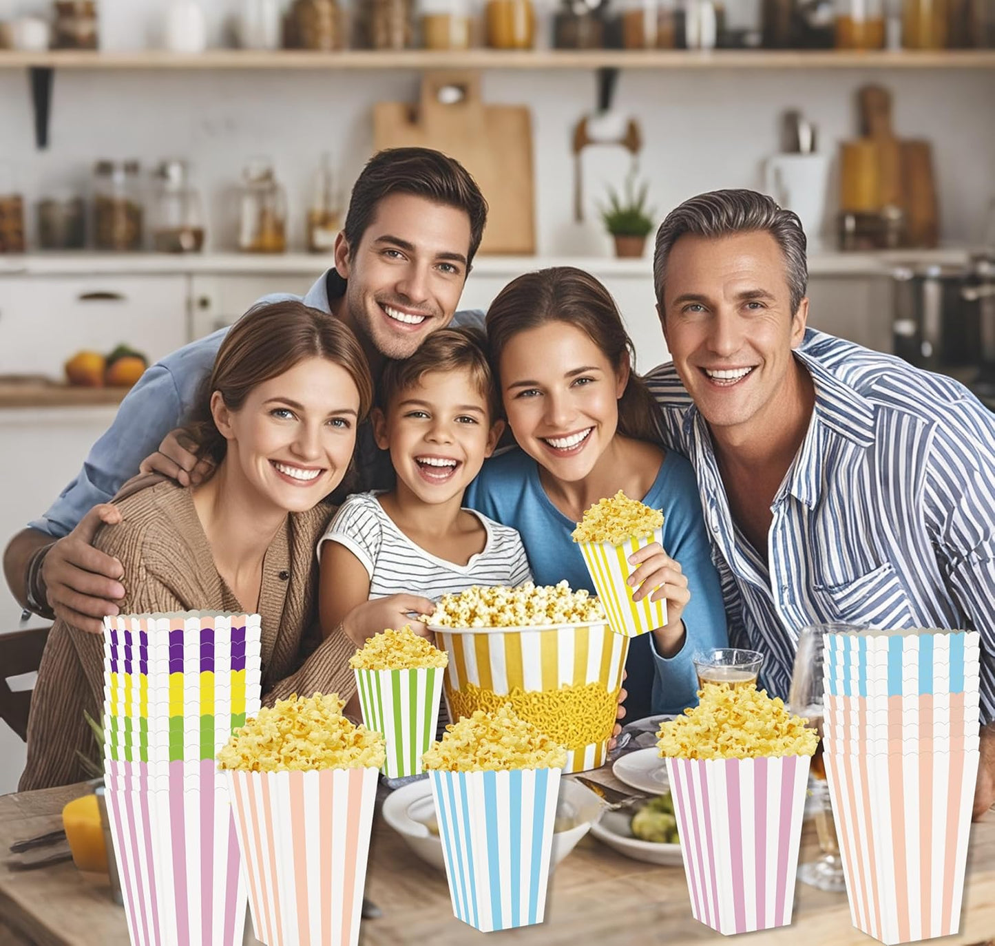 36 Pcs Striped Popcorn Boxes 2 x 4.5 x 2.7 inch Mini Popcorn Boxes Disposable Snack Popcorn Bags Cardboard Popcorn Container for Party