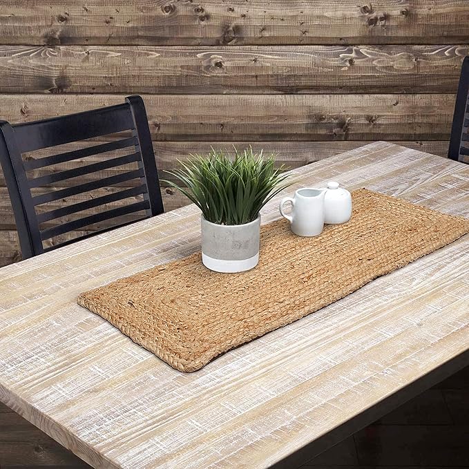 Goroly Home Reversible Jute Woven Table Runner - Farmhouse Burlap, Eco-Friendly Rustic Vintage Dining Decor, Natural Jute Table Décor for Christmas Holiday New Year Table - 13x36 Inch, Natural