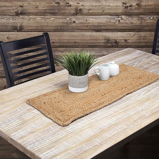 Lightnpro Reversible Jute Braided Table Runner - Farmhouse Burlap, Eco-Friendly Rustic Vintage Dining Table Runner, Table Decor, Handwoven, Natural Fiber, Sustainable - 13x36 Inch, Natural