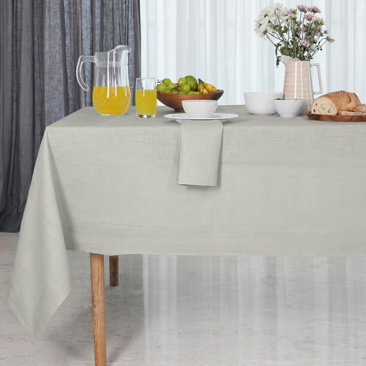 D'Moksha Homes Linen Tablecloth for Rectangle Tables 60 x 144 Inch - 100% Pure Linen Silver Grey Table Cloth - Machine Washable Cloth Tablecloth for Fall, Autumn and Halloween