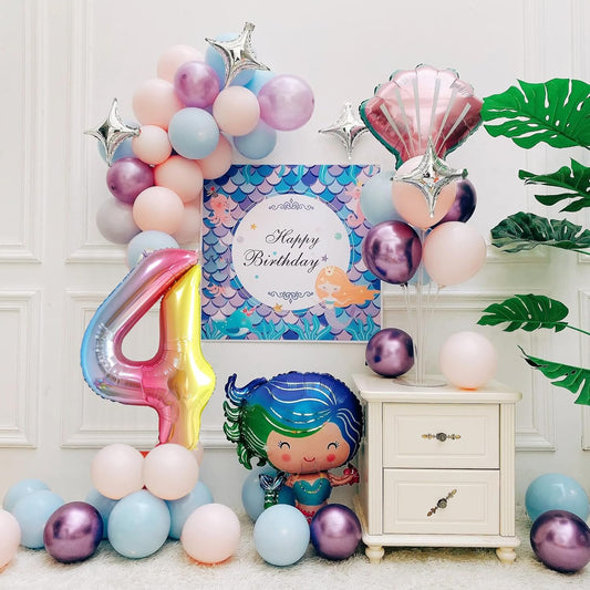Smlpuame 40 Inch Number Balloons 0-9 Rainbow Gradient Large Number 4 Balloons, Digital Balloons for Birthday Party Celebration Decorations, Helium Foil Number Balloons for Wedding Anniversary