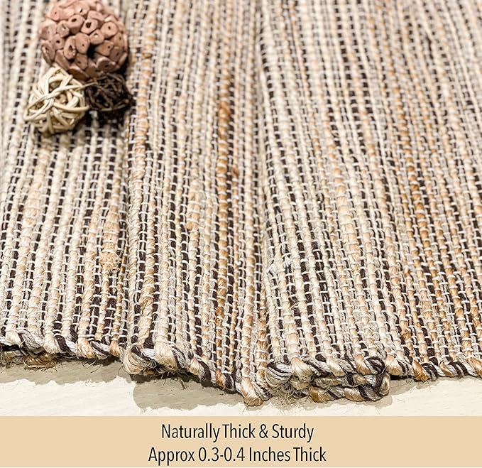 Chardin home Natural Jute Table Runner 13x90 Inch – Vintage Boho Rustic Table Decor – Handwoven Table Runner in Natural Jute and Brown – Farmhouse Dining or Console Table Accent