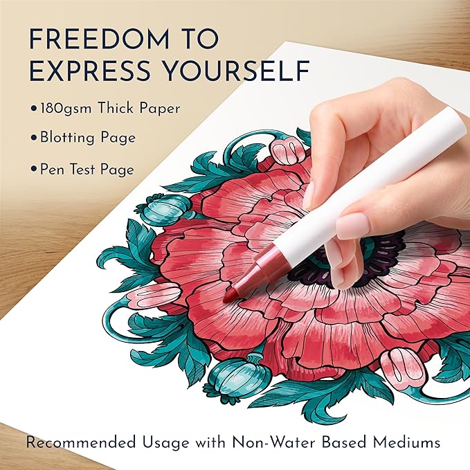 RYVE Mandala Coloring Book for Adults - 50 Unique Mandalas for Relaxation & Stress Relief - Spiral Coloring Book for Adults, Relax and Mindfulness Gifts for Women and Men, Spiral Bound
