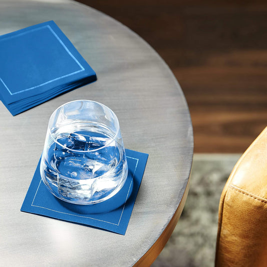 Five Star Cocktail Napkins, 50 Luxury Cotton Disposable Cocktail Party Napkins, 4.5" x 4.5" for Home Bars, Game Nights, Beverages, Birthdays, Weddings & Holidays, Royal Blue