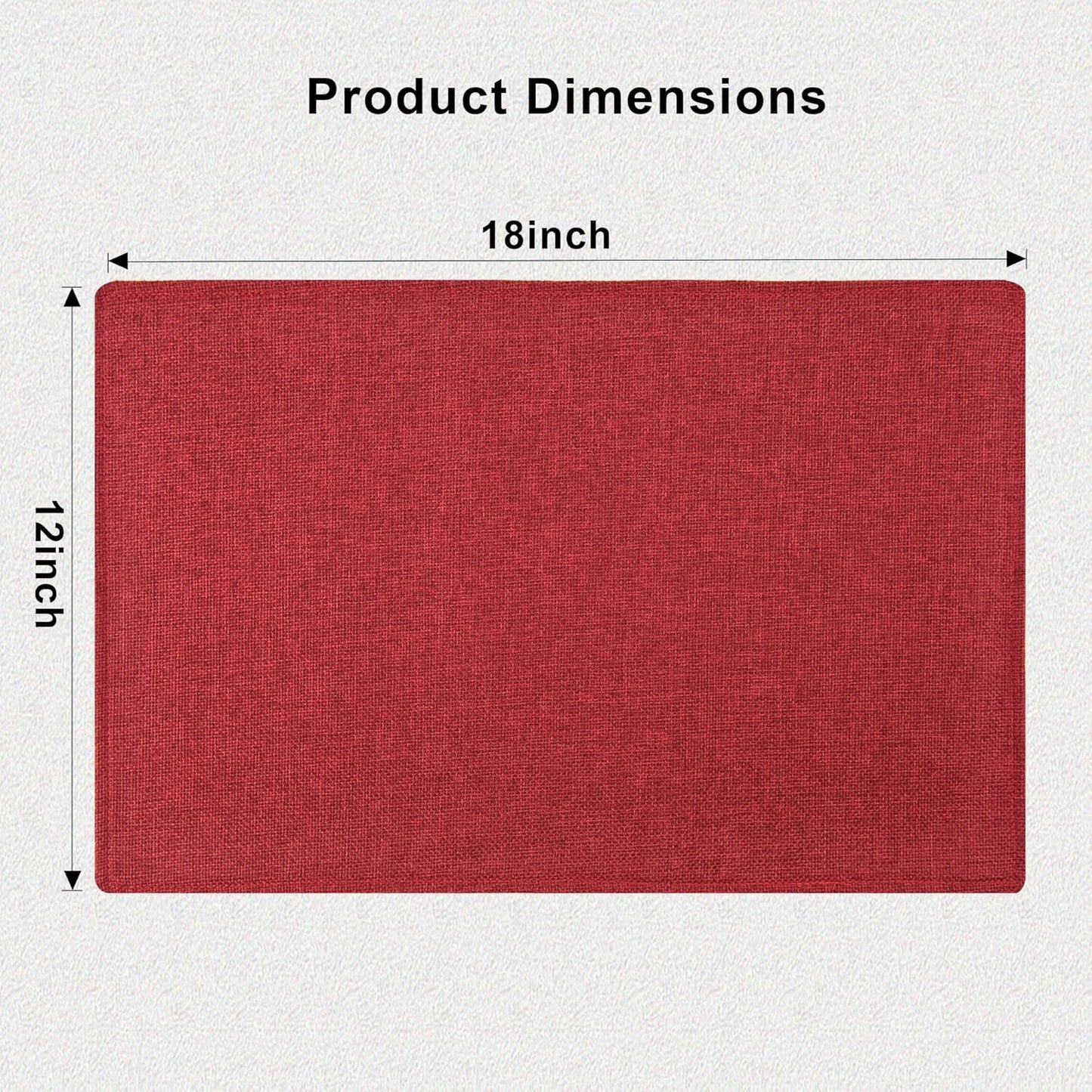 SLKQG Christmas Linen-Look Fabric Placemats Set of 8 - Holiday Dining Table Mats for Festive Decor, Heat Resistant & Machine Washable, Place Mats for Dinner Parties, Xmas Gift for Home (8, Wine Red)