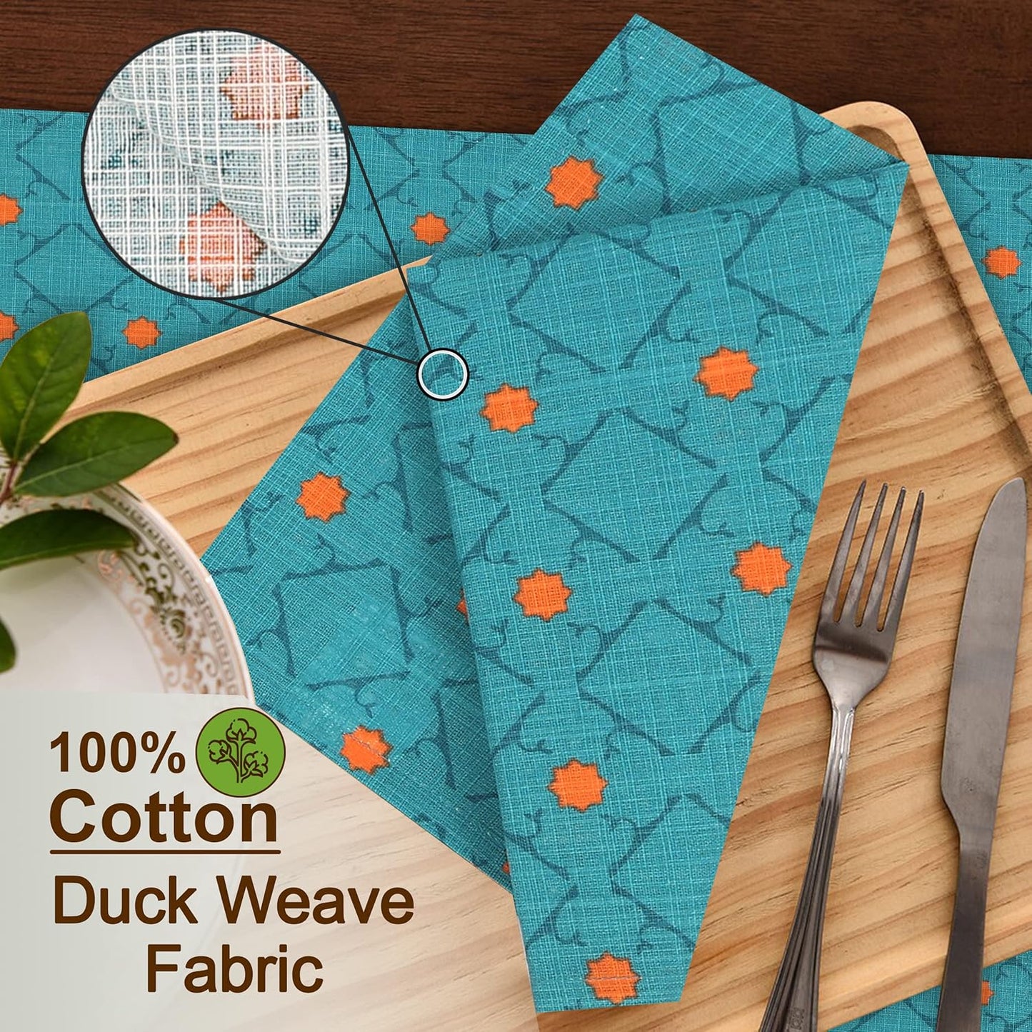 RUVANTI Cloth Napkins Set of 6 Cotton 100%, 18x18 Inches Napkins Cloth Washable, Soft, Absorbent. Cotton Napkins for Parties, Christmas, Thanksgiving, Weddings, Dinner Napkins Cloth - Combo